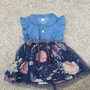 Floral Denim Kids Dress